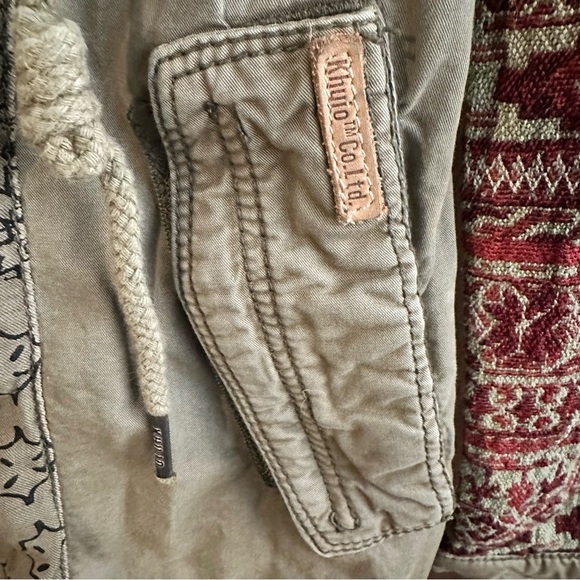 Khujo Utility Jacket Camo Green & Red Boho Fusion Tapestry Embroidered Sz L - Picture 5 of 16